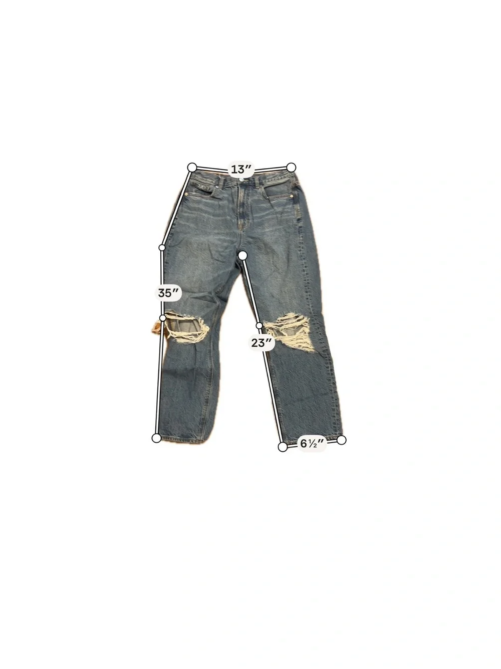 American Eagle Distressed Mom Jeans Women's Size 8 Short High Rise - Picture 3 of 7